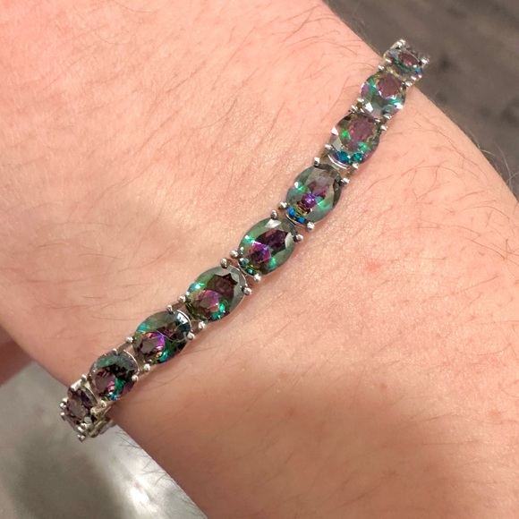 Jewelry - Genuine Mystic Topaz Sterling Silver Tennis Bracelet